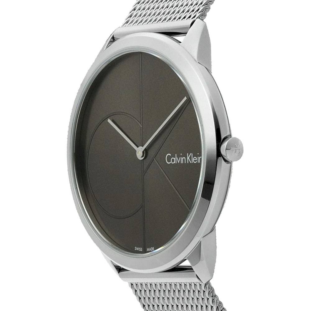 Calvin Klein Minimal Grey Dial Silver Mesh Bracelet Watch for Women - K3M231Y3