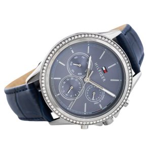 Tommy Hilfiger Ari Quartz Diamonds Blue Dial Blue Leather Strap Watch for Women - 1781979