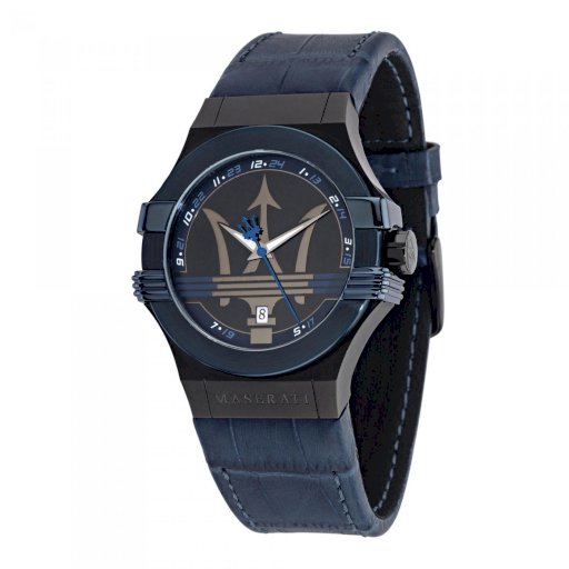 Maserati Potenza Black Dial 42mm Leather Strap Watch For Men - R8851108007