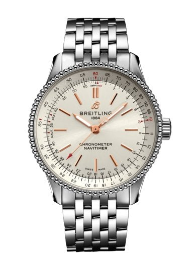 Breitling Navitimer Automatic 35 White Dial Silver Steel Strap Watch for Men - A17395F41G1A1