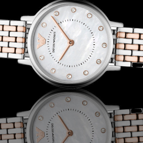 Emporio Armani Mother of Pearl Dial Two Tone Steel Strap Watch For Women - AR11094
