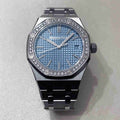 Audemars Piguet Royal Oak 50th Anniversary Diamond Ice Blue Dial Silver Steel Strap Watch for Men - 15551ST.ZZ.1356ST.01