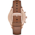 Emporio Armani Quartz Silver Dial Brown Leather Strap Watch For Men - AR11043