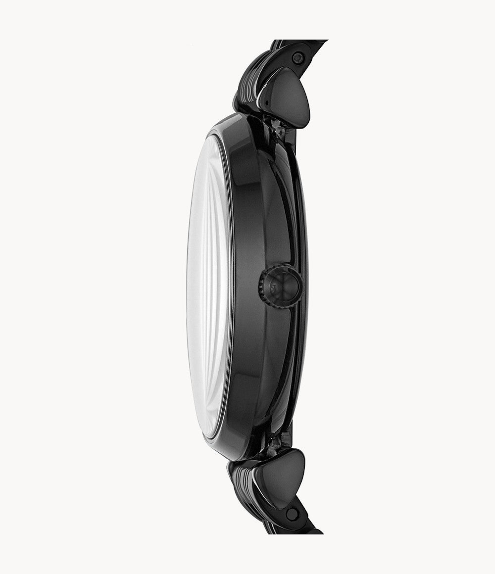 Emporio Armani Gianni T Bar Black Dial Black Steel Strap Watch For Women - AR11245