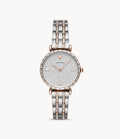 Emporio Armani Gianni T-Bar Silver Dial Two Tone Steel Strap Watch For Women - AR11293