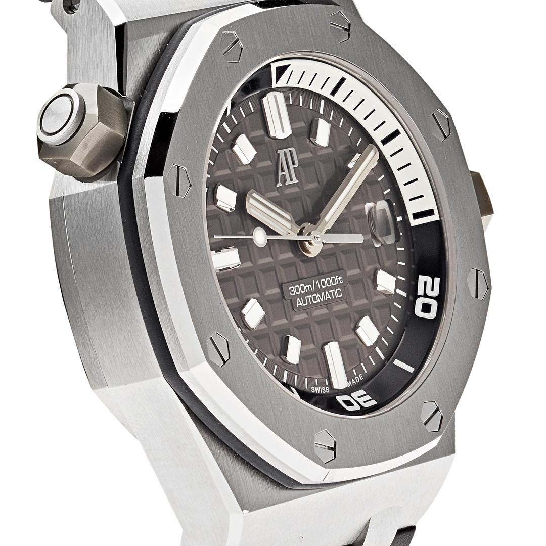 Audemars Piguet Royal Oak Offshore Diver Grey Dial Grey Rubber Strap Watch for Men - 15720ST.OO.A009CA.01