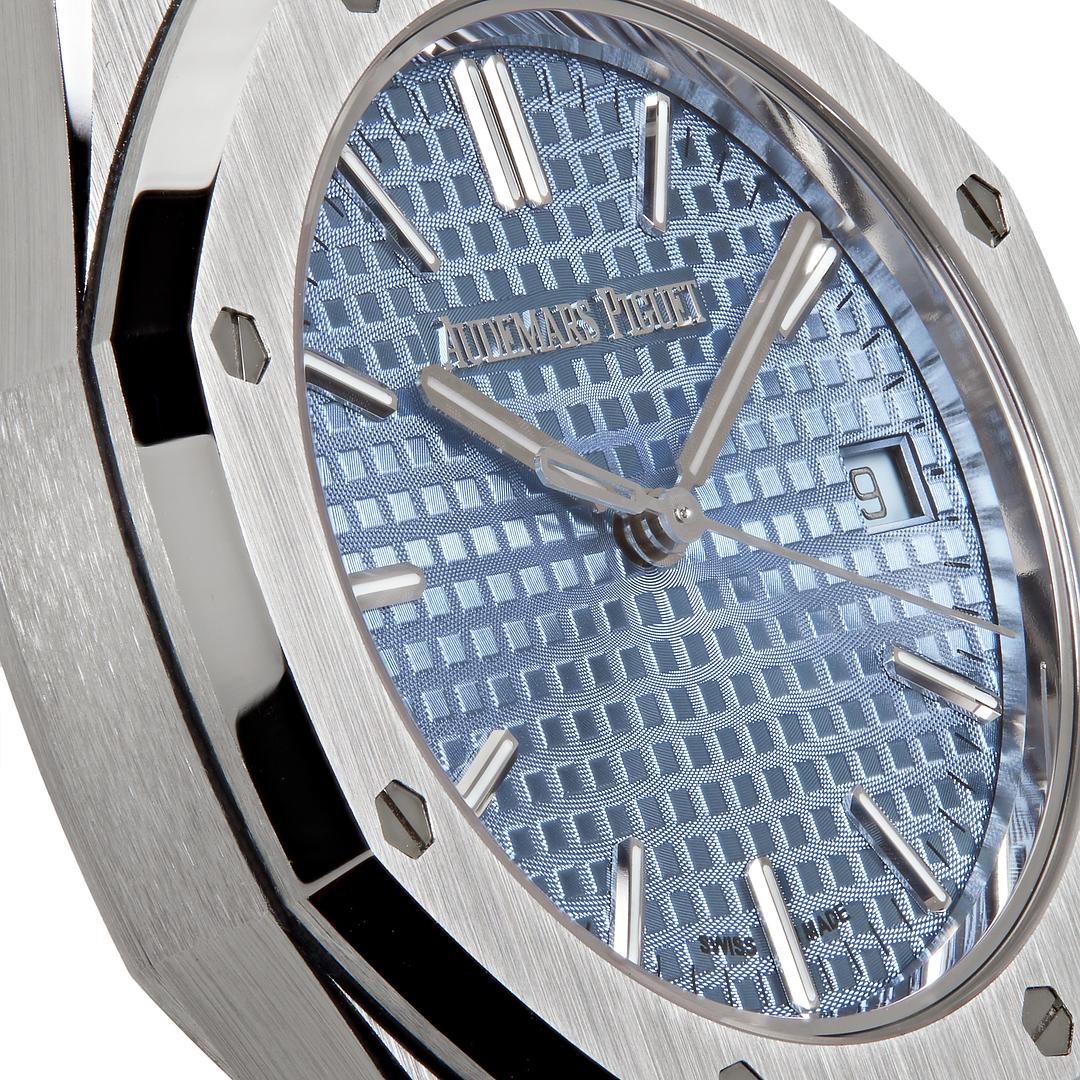 Audemars Piguet Royal Oak 50th Anniversary Light Blue Dial Silver Steel Strap Watch for Men - 15550ST.OO.1356ST.04