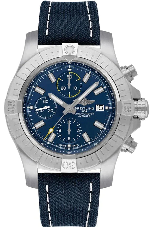 Breitling Avenger Chronograph 43 Blue Dial Blue Nylon Strap Watch for Men - A13385101C1X1