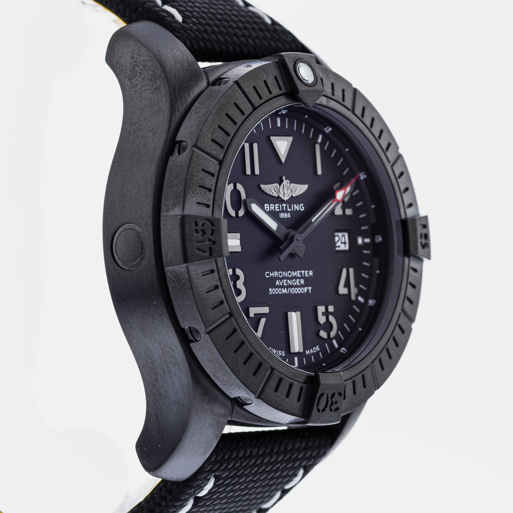 Breitling Avenger Automatic 45 Seawolf Night Mission Black Dial Black Nylon Strap Watch for Men - V17319101B1X1