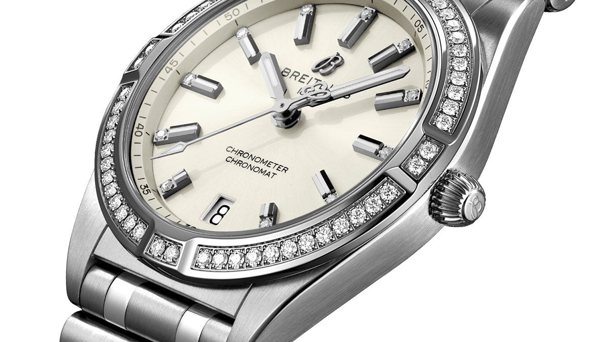 Breitling Chronomat 32 Diamonds White Dial Silver Steel Strap Watch for Women - A77310591A1A1