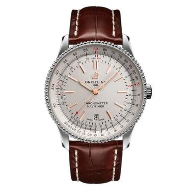 Breitling Navitimer 1 Automatic 41mm White Dial Brown Leather Strap Mens Watch - A17326211G1P1