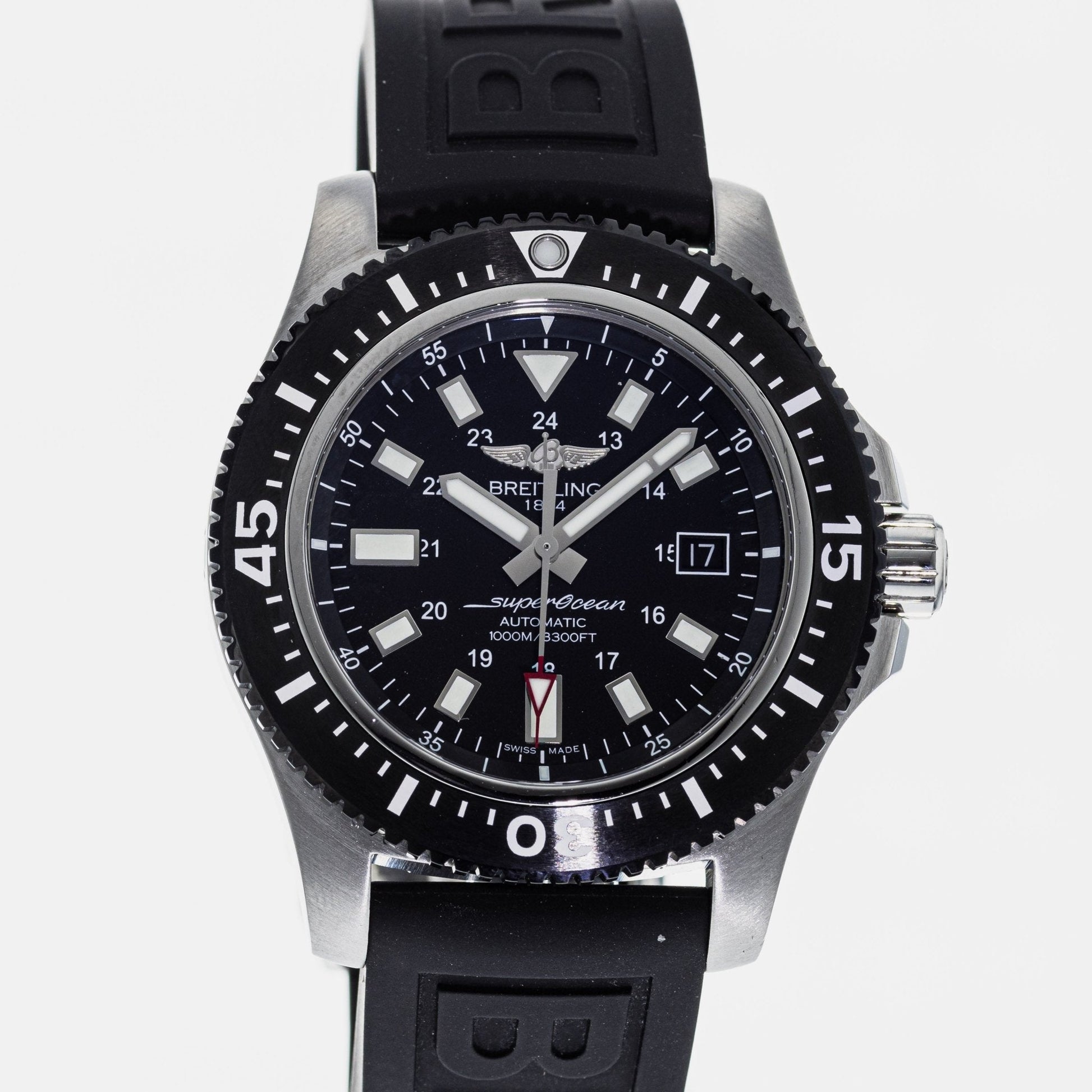 Breitling Superocean Special 44mm Ceramic Black Dial Black Rubber Strap Mens Watch - Y1739310/BF45