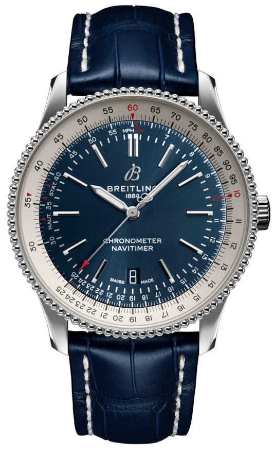 Breitling Navitimer 1 Automatic 41mm Blue Dial Blue Leather Strap Mens Watch - A17326211C1P4