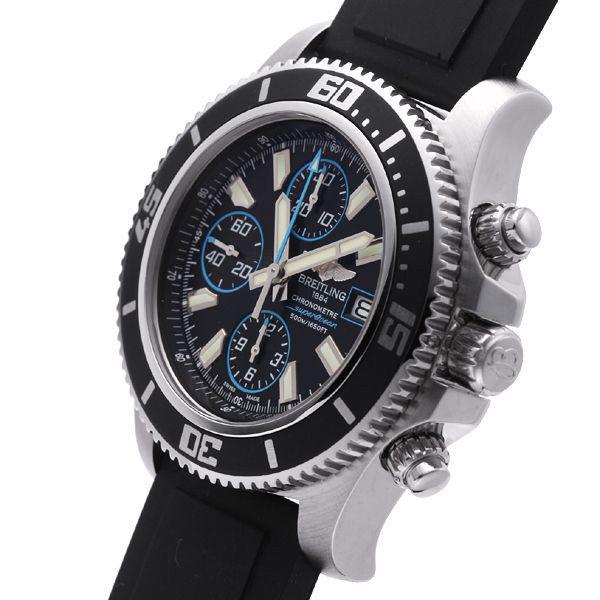 Breitling Superocean Chronograph II 44mm Automatic Black Dial Black Leather Strap Mens Watch - A1334102/BA83