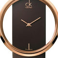 Calvin Klein Glam Transparent Dial Brown Leather Strap Watch for Women - K9423303