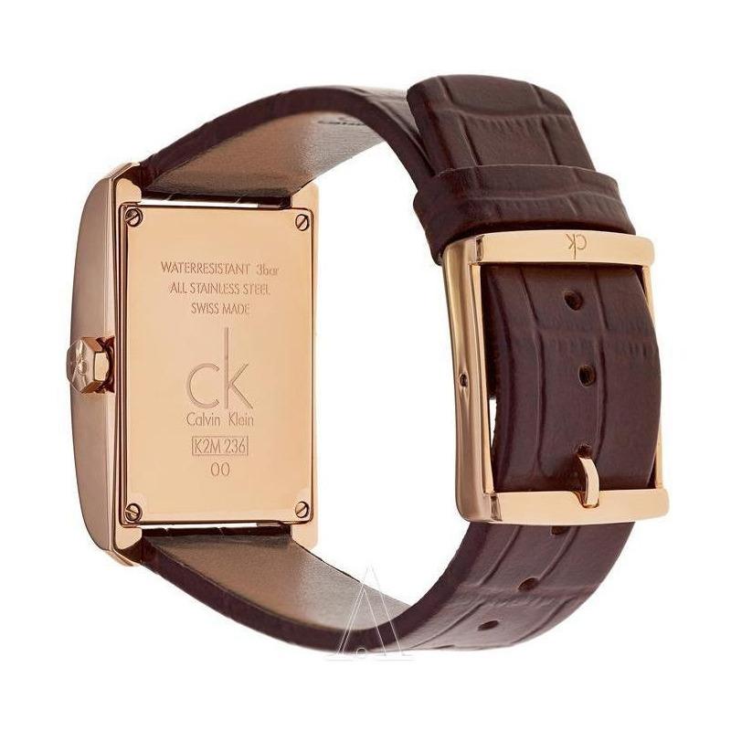 Calvin Klein Window White Dial Brown Leather Strap Watch for Women - K2M23620