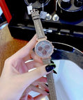 Swarovski Passage Chrono Grey Dial Grey Leather Strap Watch for Women - 5580348