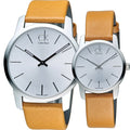 Calvin Klein City Silver Dial Brown Leather Strap Watch For Women- K2G23120