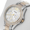 Fossil Riley White Dial Two Tone Steel Strap Watch for Women - ES3204
