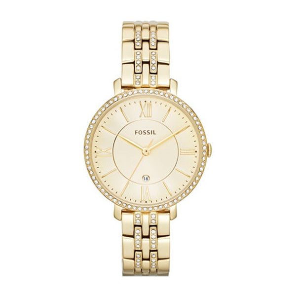 Fossil Jacqueline Gold Dial Gold Steel Strap Watch for Women - ES3547