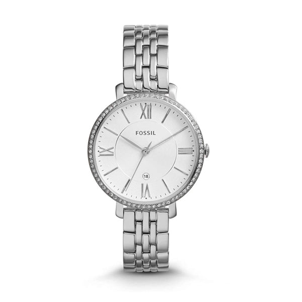 Fossil Jacqueline White Dial Silver Steel Strap Watch for Women - ES3631