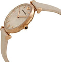 Emporio Armani Gianni T Bar Light Brown Dial White Leather Strap Watch For Women - AR1769