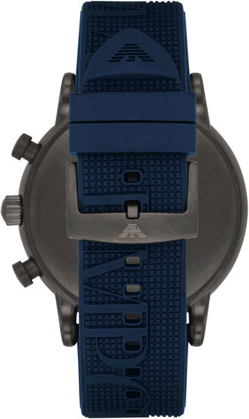 Emporio Armani  Luigi Chronograph Black Dial Blue Rubber Strap Watch For Men - AR11023
