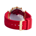 Guess Solstice Diamonds Gold Dial Red Rubber Strap Watch for Women - GW0484L1