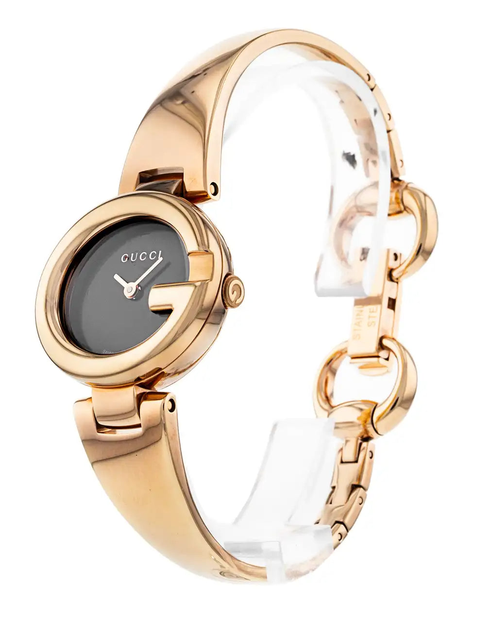 Gucci Guccissima Collection Quartz Black Dial Rose Gold Steel Strap Watch For Women - YA134509