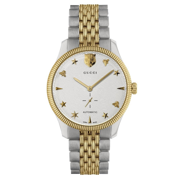 Gucci G Timeless Automatic White Dial Two Tone Steel Strap Watch for Men - YA126356