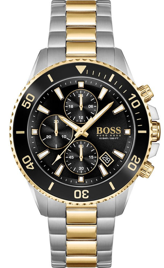 Hugo Boss Admiral Black Dial Two Tone Steel Strap Watch for Men - 1513908