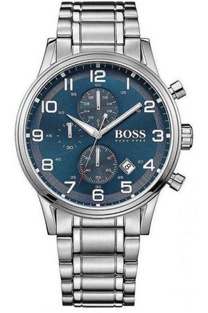 Hugo Boss Aeroliner Blue Dial Silver Steel Strap Watch for Men - 1513183