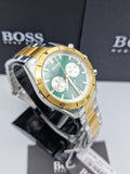 Hugo Boss Santiago Green Dial Two Tone Steel Strap Watch for Men - 1513872
