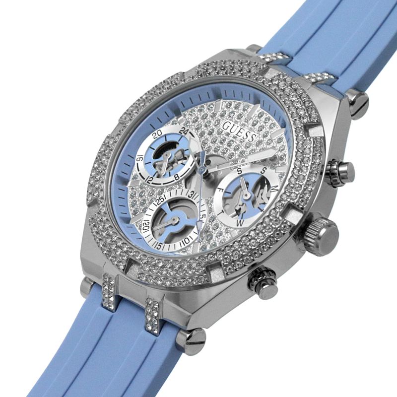 Guess Heiress Diamonds Blue Dial Blue Rubber Strap Watch for Women - GW0407L1