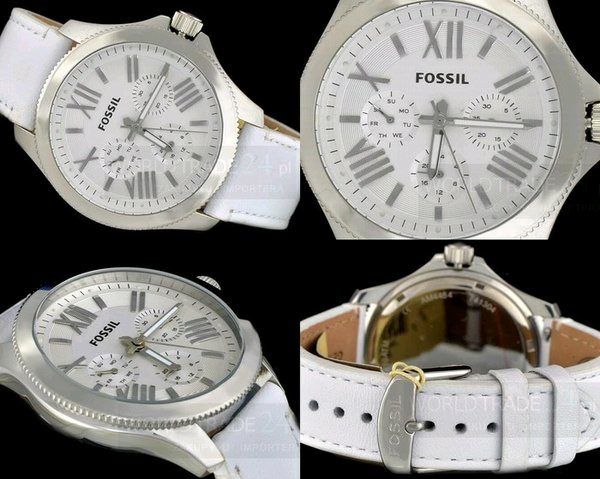 Fossil Cecile White Dial White Leather Strap Watch for Women - AM4484