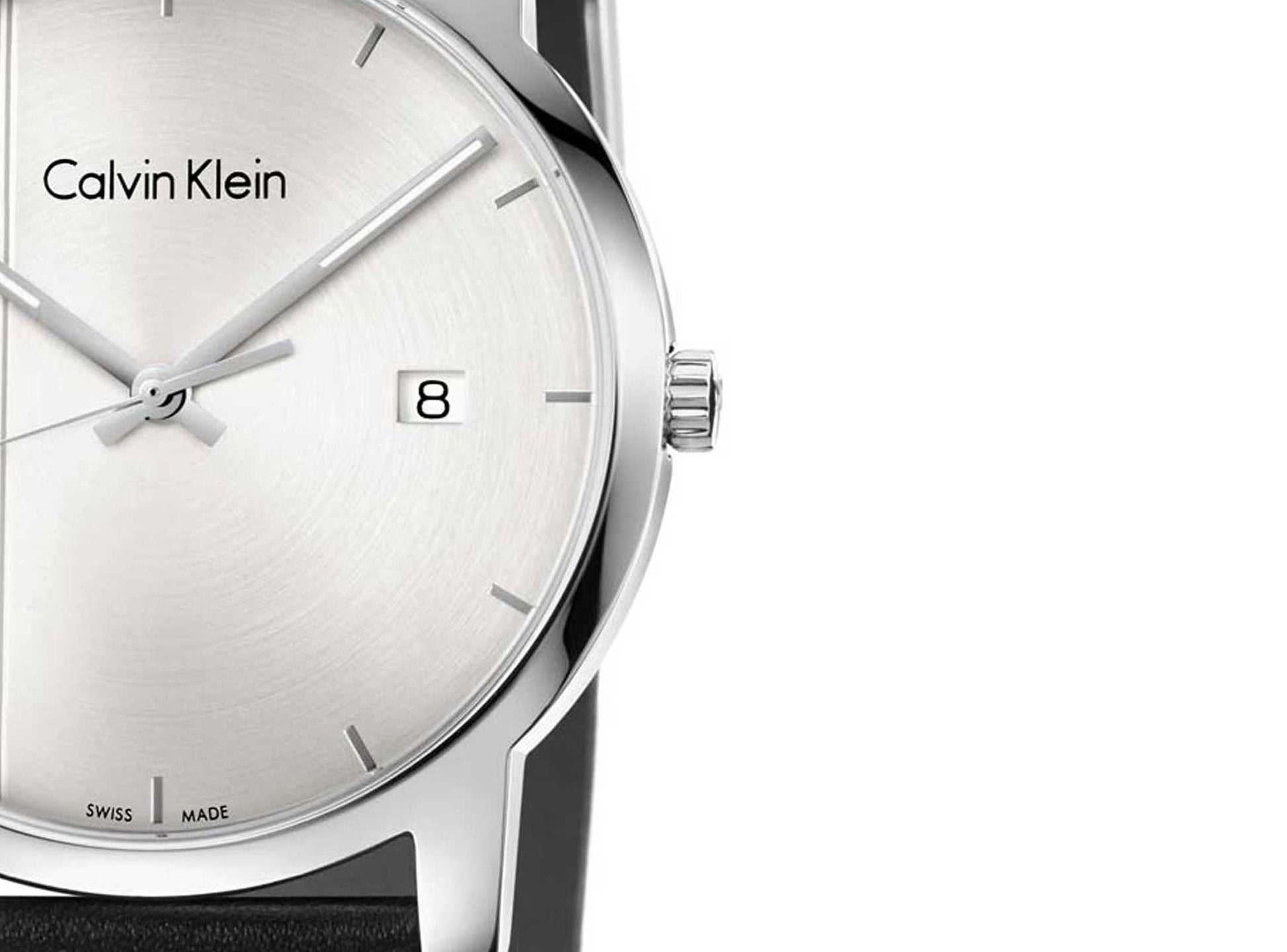 Calvin Klein City White Dial Black Leather Strap Watch for Men - K2G2G1CD