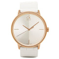 Calvin Klein Accent White Dial White Leather Strap Watch for Women - K2Y2X6K6