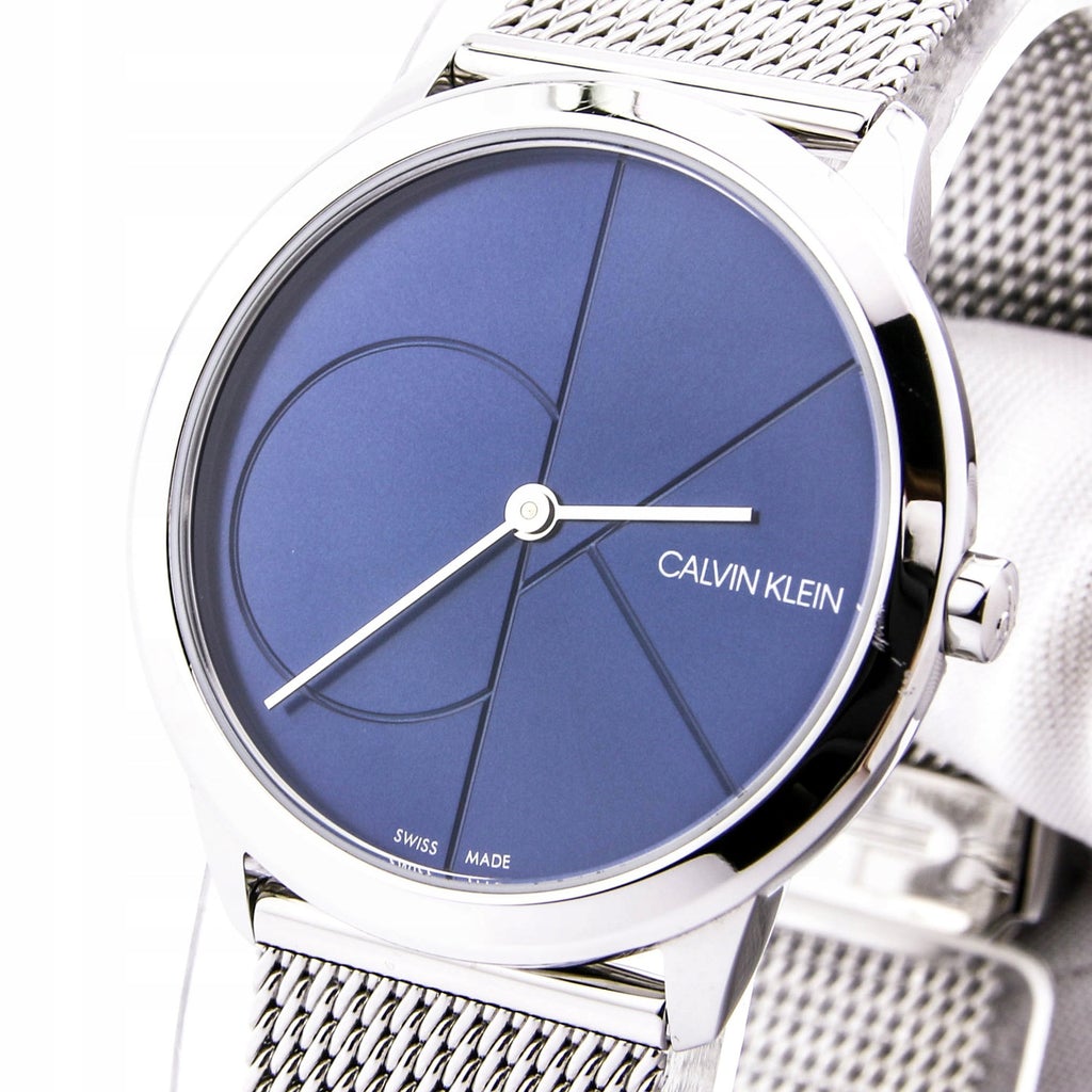 Calvin Klein Minimal Blue Dial Silver Mesh Bracelet Watch for Women - K3M2212N