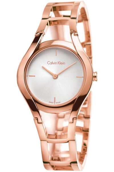 Calvin Klein Class White Dial Rose Gold Steel Strap Watch for Women - K6R23626