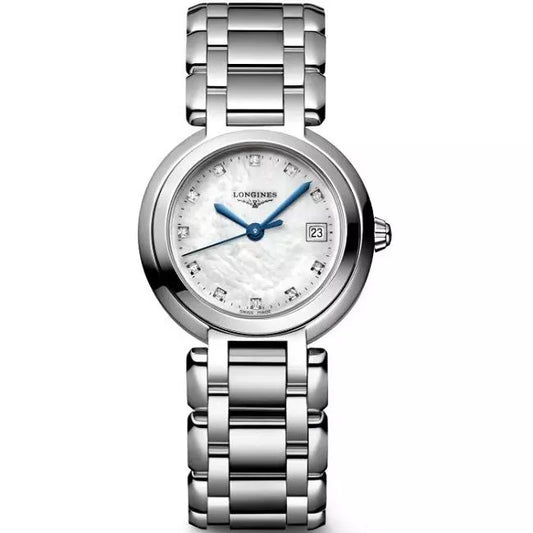 Longines PrimaLuna Diamonds Mother of Pearl Dial Silver Steel Strap Watch for Women - L8.110.4.87.6