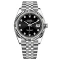Rolex Datejust 41 Oyster Diamonds Black Dial Oystersteel & White Gold Strap Watch for Men - M126334-0012