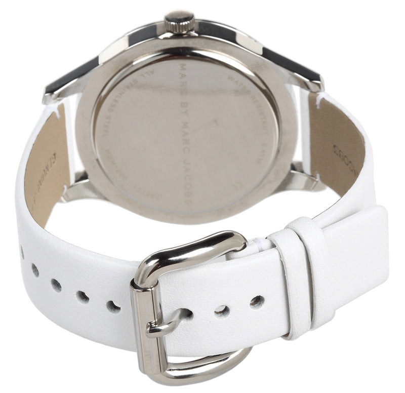 Marc Jacobs Blade White Dial White Leather Strap Watch for Women - MBM1200