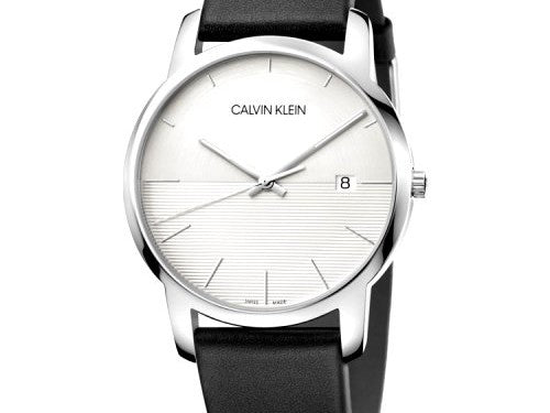 Calvin Klein City White Dial Black Leather Strap Watch for Men - K2G2G1CD