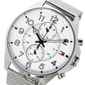Tommy Hilfiger Dean Chronograph White Dial Silver Mesh Bracelet Watch for Men - 1791277