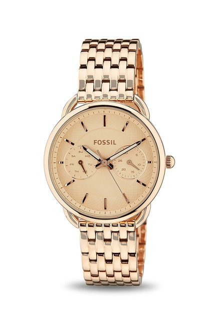 Fossil Tailor Rose Gold Dial Rose Gold Steel Strap Watch for Women - ES3713