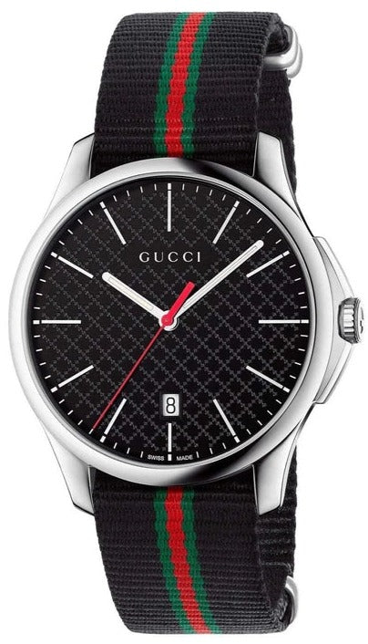 Gucci G Timeless Analog Quartz Black Dial Black NATO Strap Watch For Men - YA126321