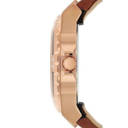 Guess Limelight Quartz White Dial Brown Leather Strap Watch For Women - W0775L7