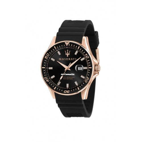 Maserati SFIDA Automatic Black Dial Rubber Strap Watch For Men - R8821140001