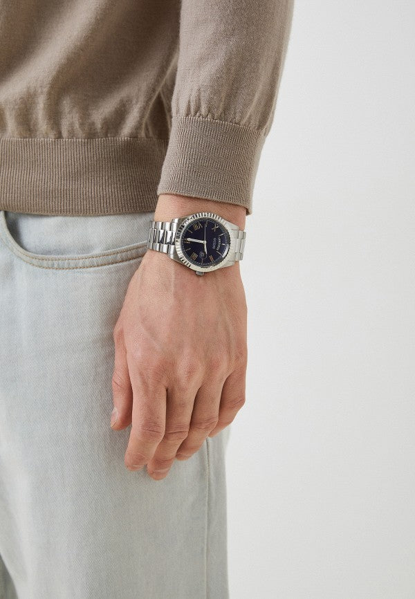 Guess Connoisseur Blue Dial Silver Steel Strap Watch for Men - GW0265G7