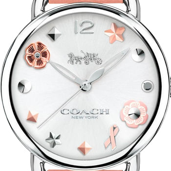 Coach Tatum Silver Dial Pink Leather Strap Watch For Women - 14502799